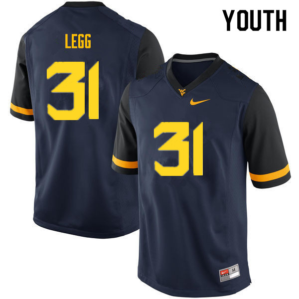 NCAA Youth Casey Legg West Virginia Mountaineers Navy #31 Nike Stitched Football College Authentic Jersey FN23V68BZ